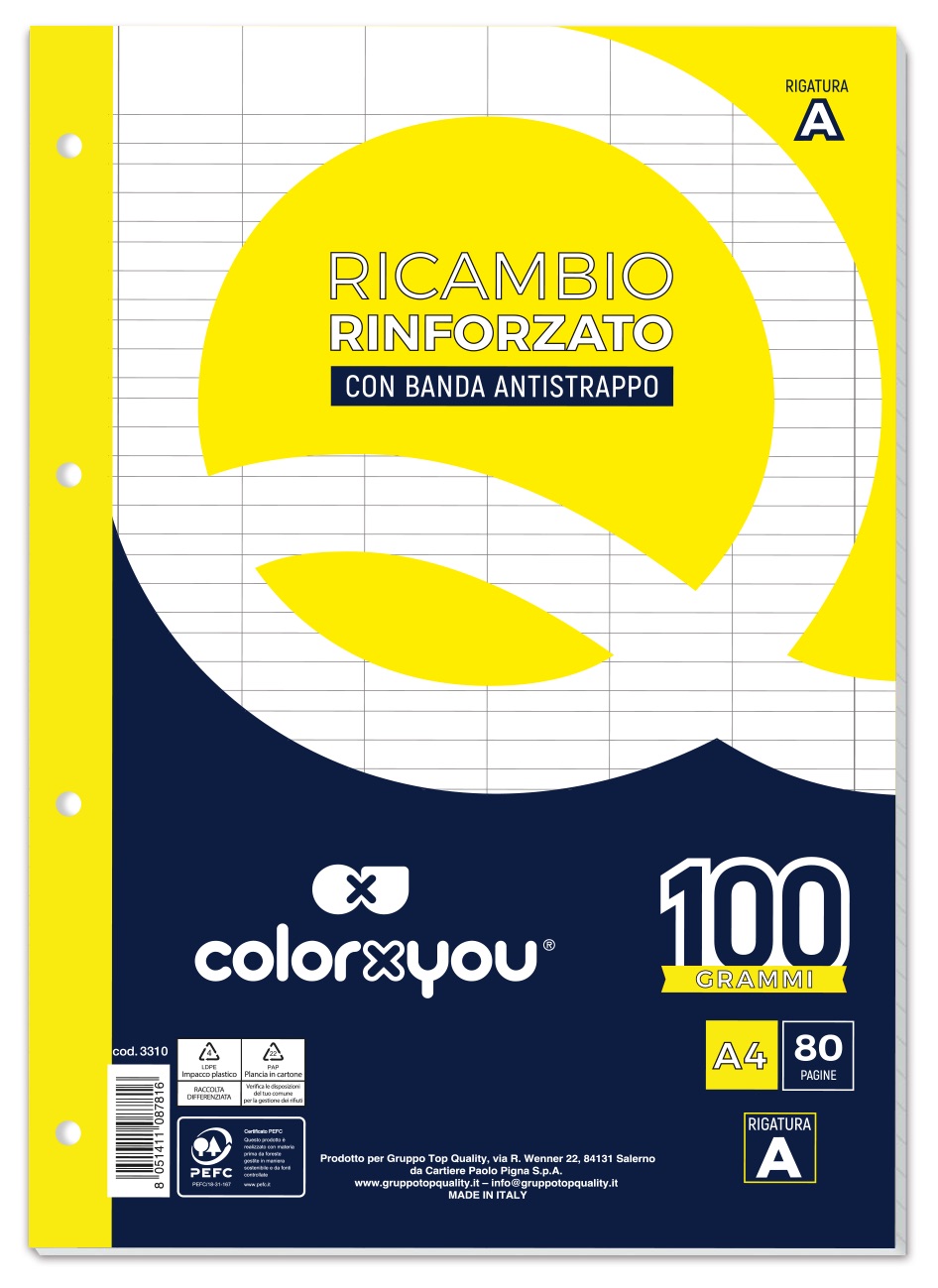 RICAMBI PROTOCOLLO 210 x 297mm BIANCO ff 40 RINFORZATO 100gr