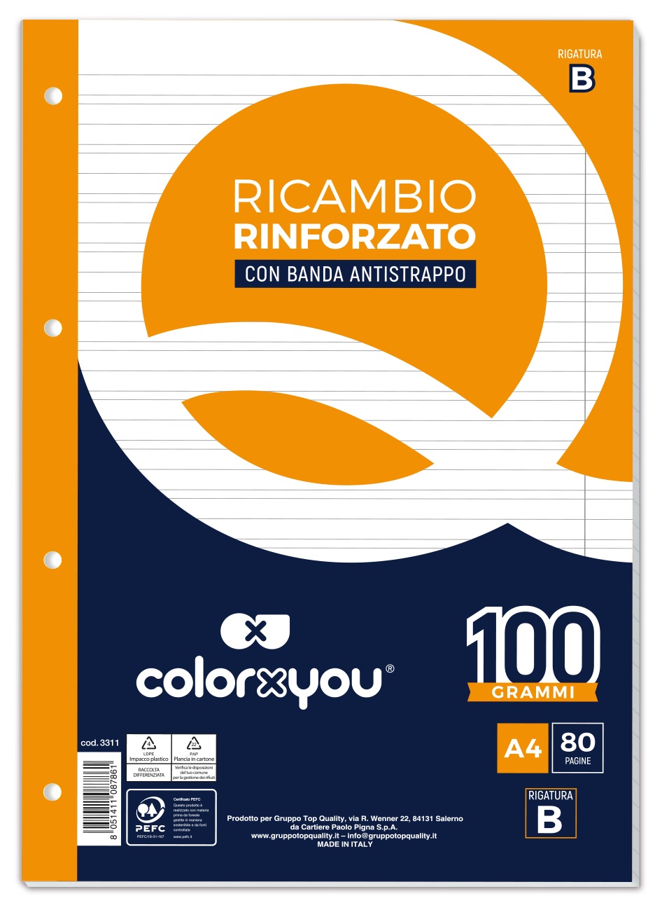 RICAMBI PROTOCOLLO 210 x 297mm BIANCO ff 40 RINFORZATO 100gr