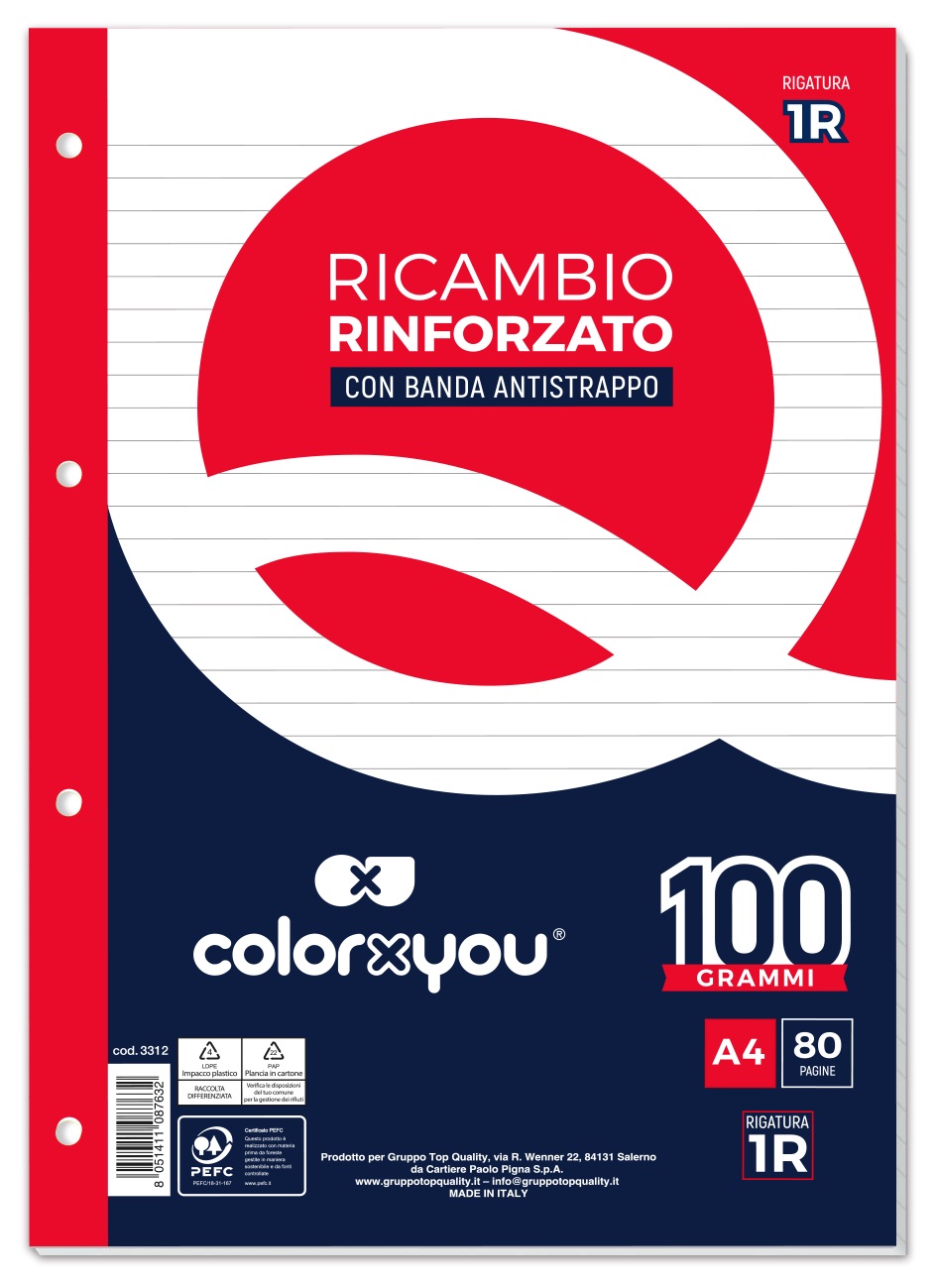 RICAMBI PROTOCOLLO 210 x 297mm BIANCO ff 40 RINFORZATO 100gr