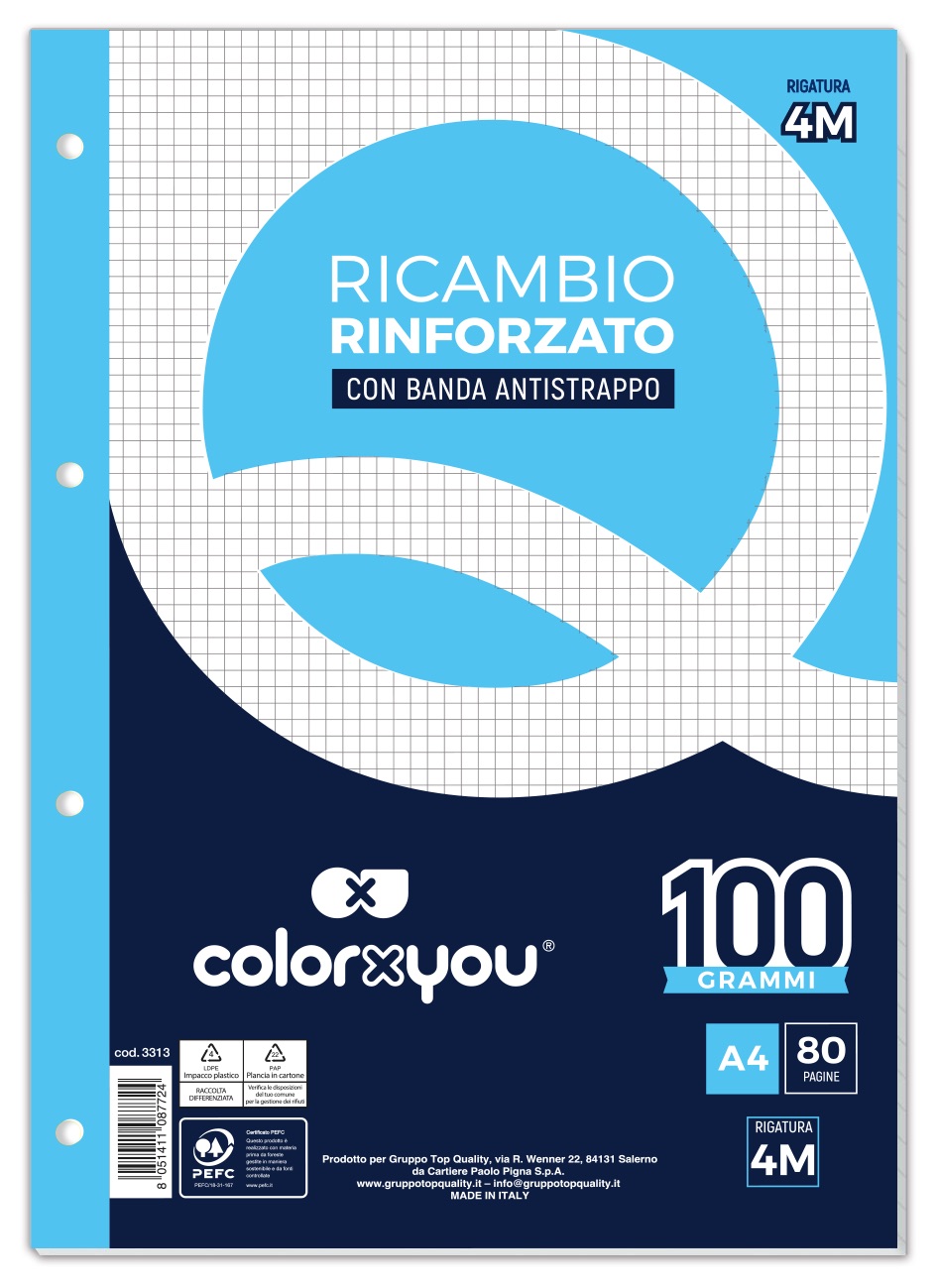 RICAMBI PROTOCOLLO 210 x 297mm BIANCO ff 40 RINFORZATO 100gr
