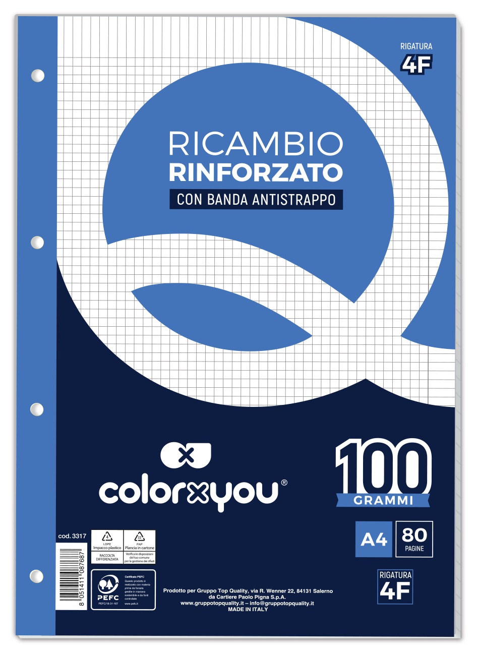 RICAMBI PROTOCOLLO 210 x 297mm BIANCO ff 40 RINFORZATO 100gr