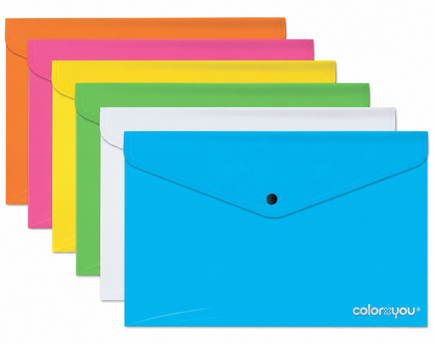 BUSTA CON BOTTONE POLIPROPILENE COLORI FLUO